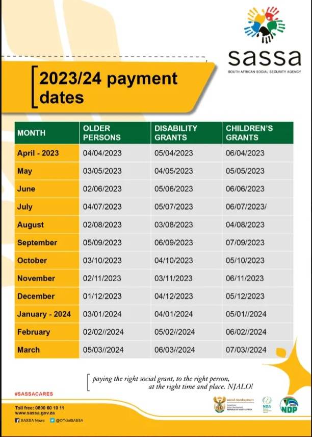 Social grant payment dates